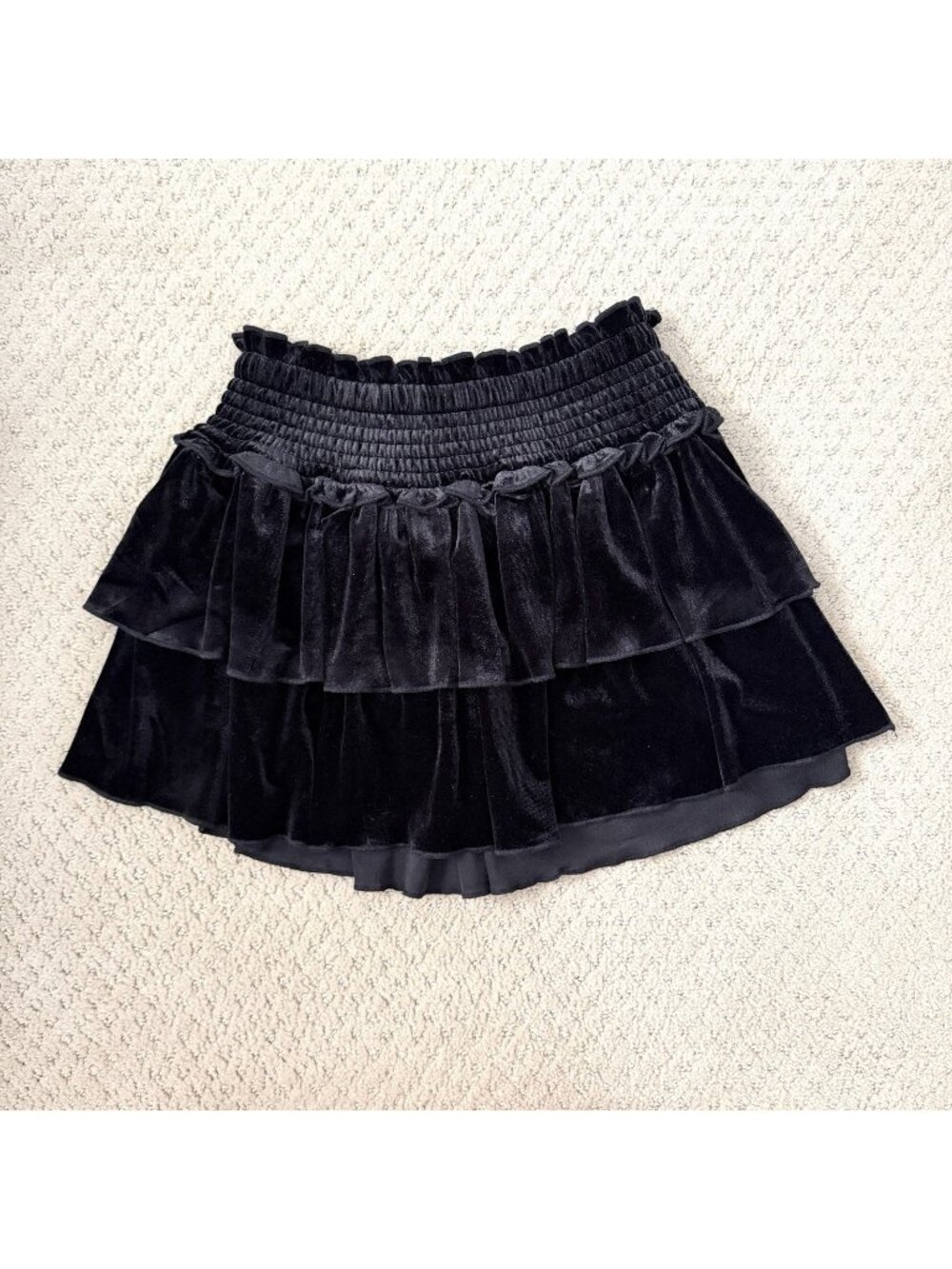 Katie J NYC Black Velvet Tiered Mini Skirt Junior Teen Girl’s Size Large